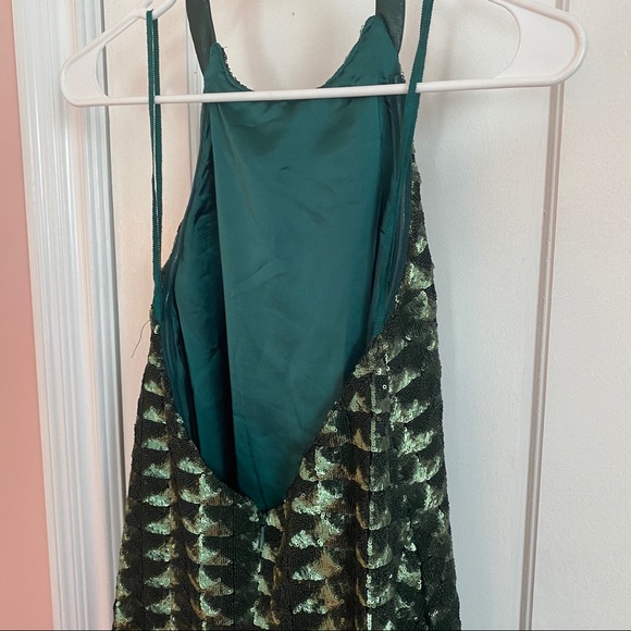 Line & Dot Viola Green Sequin Halter Swing Dress - Picture 10 of 11